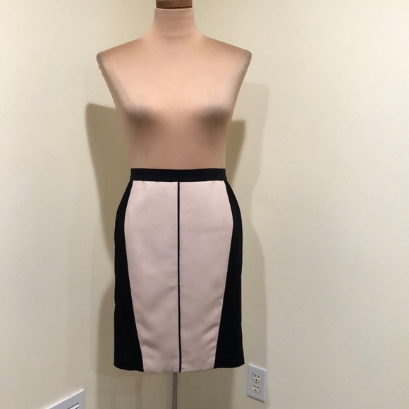 NWT Ann Taylor Pencil Skirt Size 4P Tan Black Color block High Waisted - Picture 2 of 9